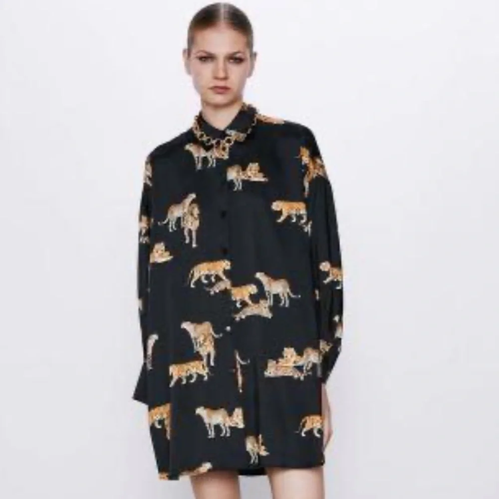 Zara Black Dress with Tiger Pattern - Picture 4 of 9